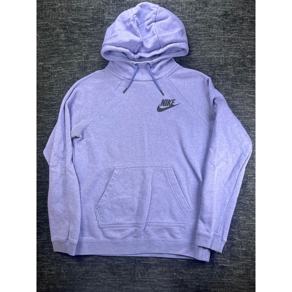 Nike Hoodie Women S Purple Heather Futura Logo Pullover Funnel Neck Fleece